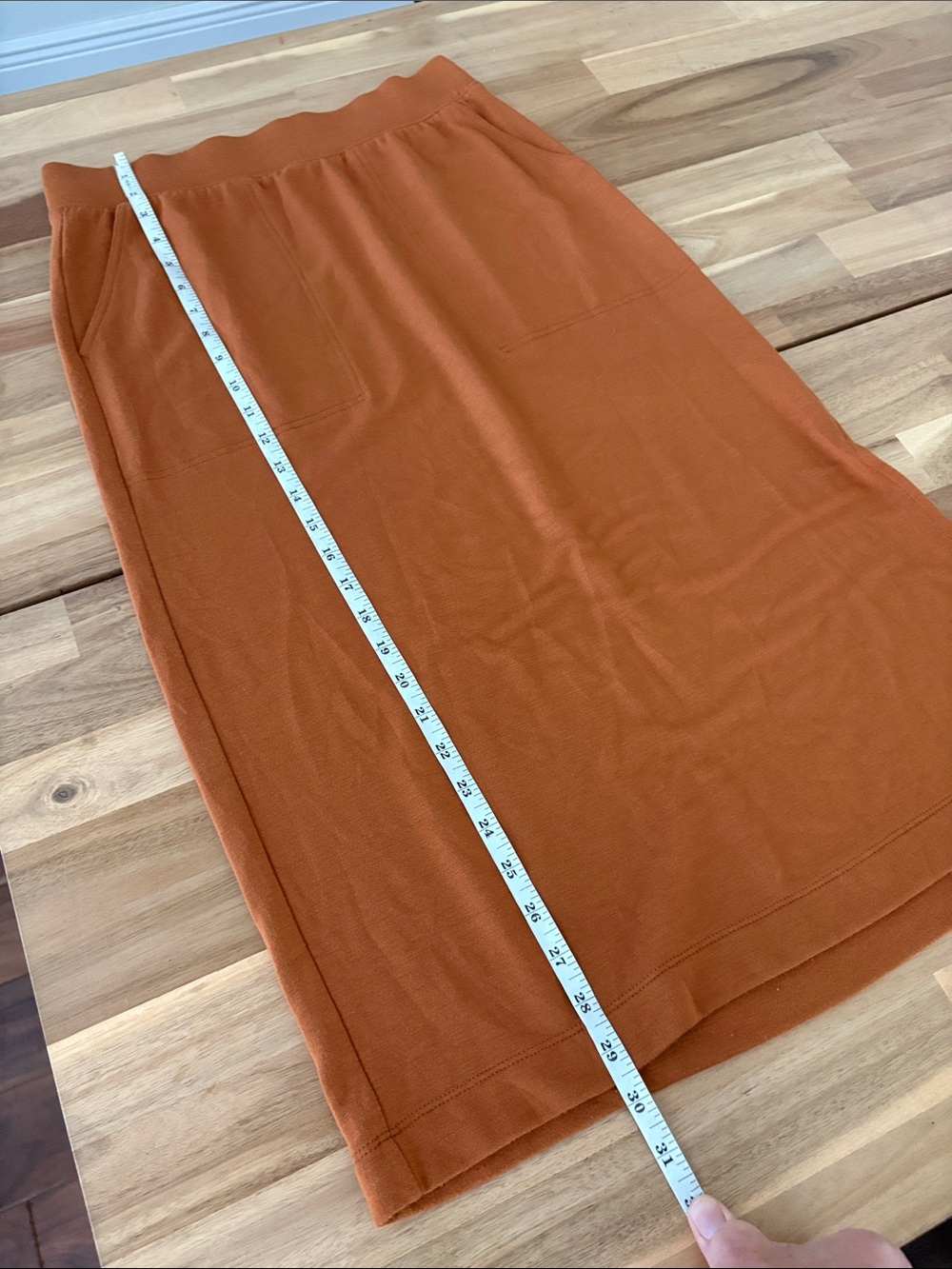 Lou & Grey Signaturesoft Pocket Midi Skirt Rust Small Buttery Soft Side Slit - Picture 6 of 6